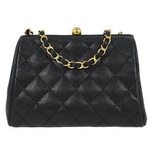 Chanel Quilted Caviar Vintage Chain Frame Bag Black